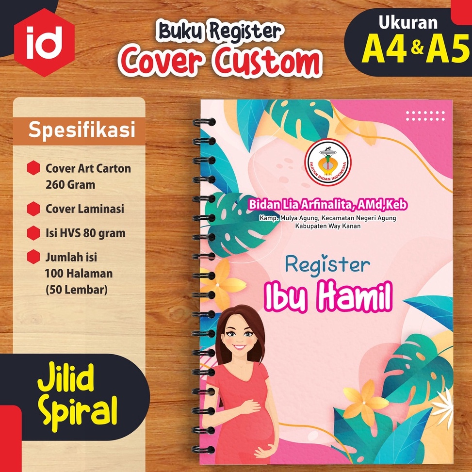 

4.4 Brands Festival BUKU A5 REGISTER KEBIDANAN || CATATAN HARIAN KEBIDANAN || Custom Design Cover