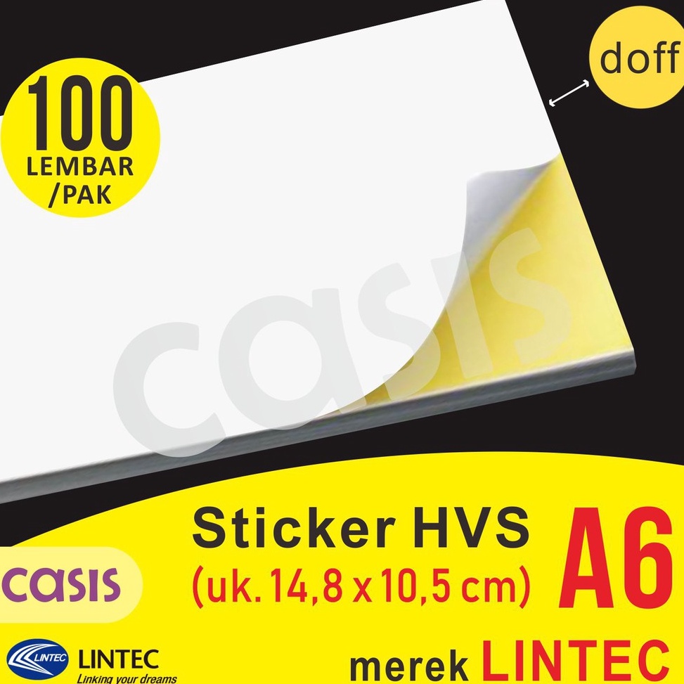 

12.12 Terlaris kertas stiker hvs A6 isi 100 lbr - lintec - CASIS