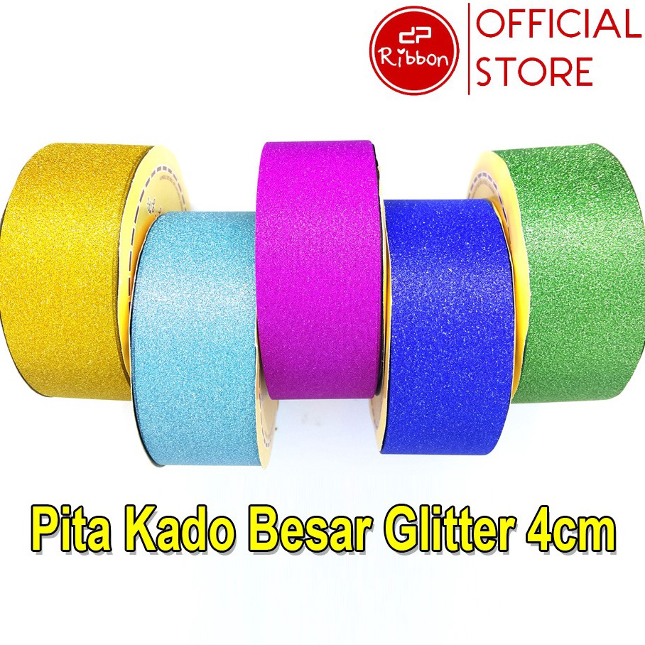 

JFL Pita Kado GLITTER 1.5" Pita Jepang 4cm Pita Rol Plastik 38mm RIBBON Kilap Kerlip Metalik Gliter ➼Best Terlaris