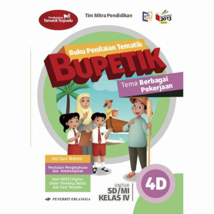 PROMO PAKET BUKU BUPETIK KELAS 4 SD 4A-4E SEMESTER 1 K13 REVISI ERLANGGA ORI TERBARU