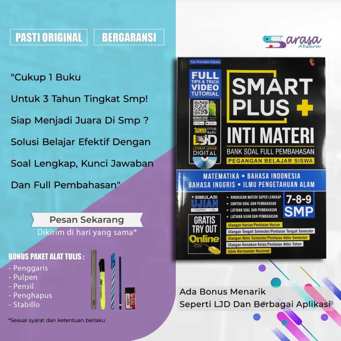 PROMO NEW BUKU PELAJARAN SMP BUKU BANK SOAL SMP SMART PLUS INTI MATERI FULL TERLARIS