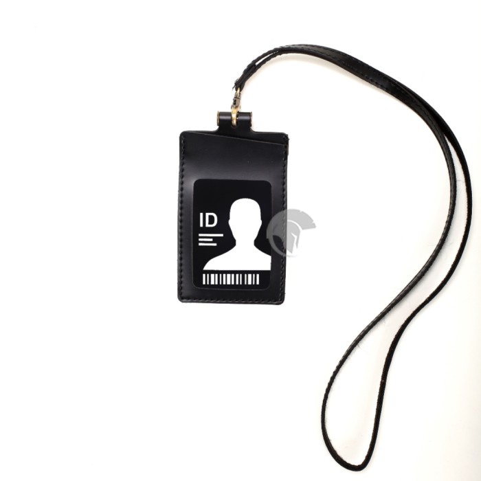 

TERMURAH Name Tag ID Card Holder Temboro Hitam Kalung Premium ID Badge Leather