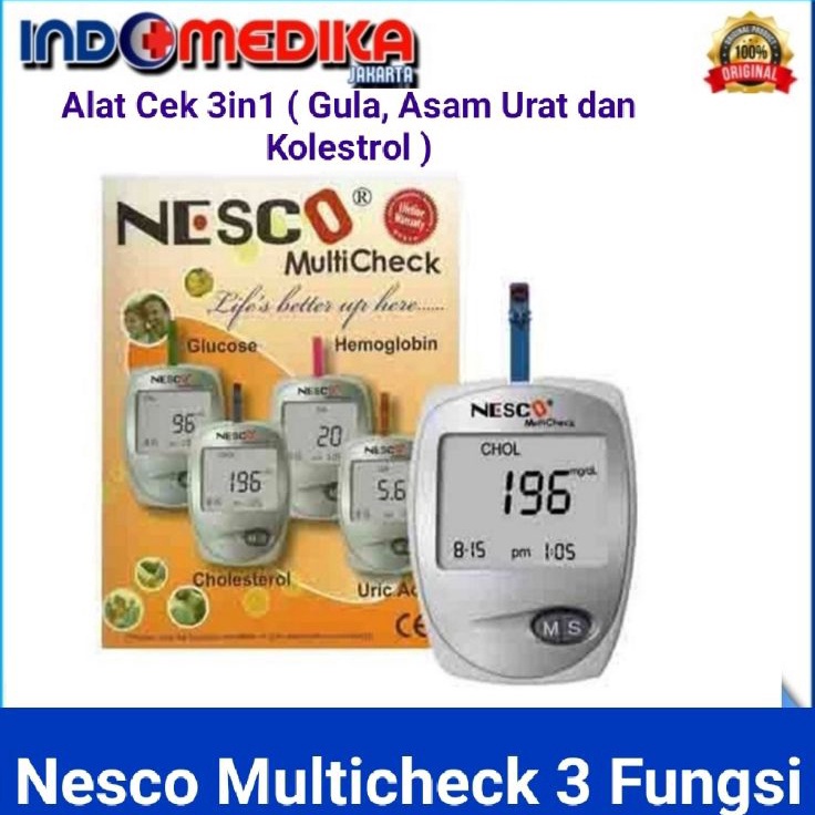 DISCOUNT⚡ Nesco MultiCheck 3 in 1 - Alat cek gula darah 3 in 1- GCU Nesco 3in1 - Nesco 3in1 / Alat Cek darah 3 Fungsi Nesco