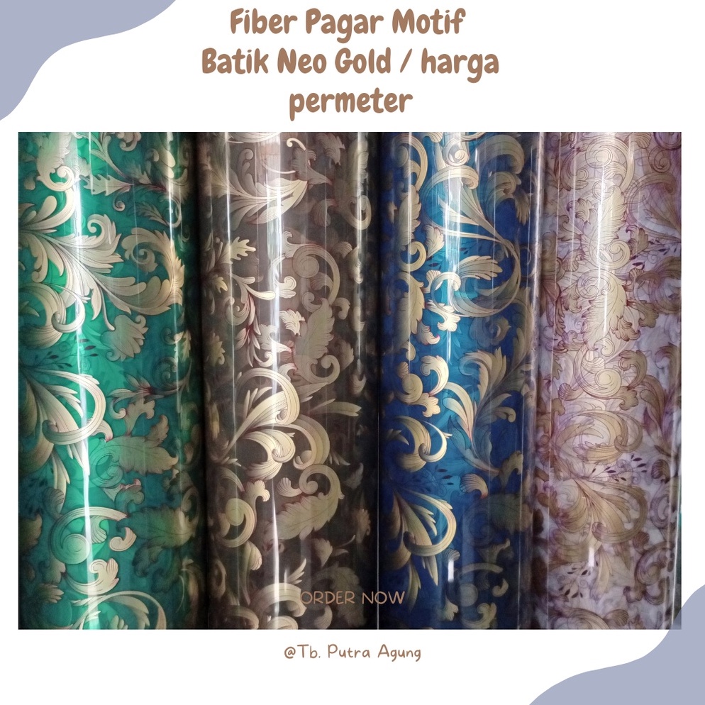 Bagus Banget.. Fiber Penutup  Pagar Plastik Motif BATIK NEO GOLD / harga per 1 meter