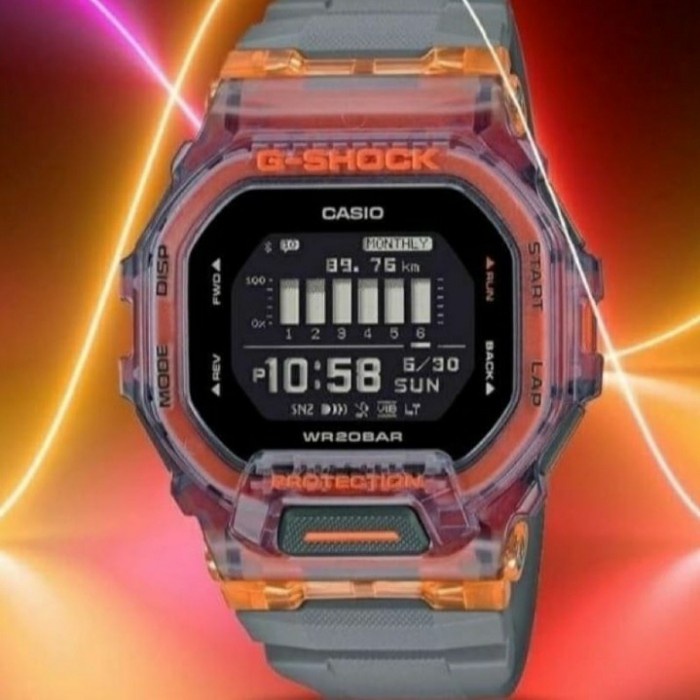 jam tangan pria wanita gs gbd200 gbd 200 abu oranye orange digital