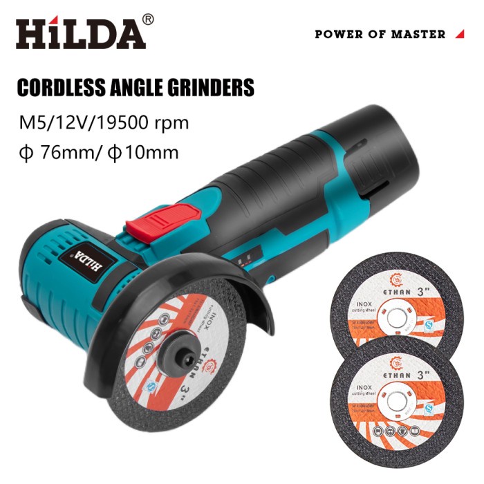 Promo Mesin Gerinda Cordless Hilda 12V Baterai Angle Gerinda Terbaru