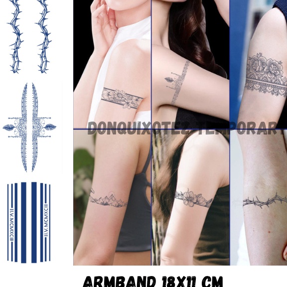 ✈22@* Tatto Semi Permanent Temporary Arm Band Gelang Tangan Lingkaran Lengan Tahan Lama 2 Minggu Wat