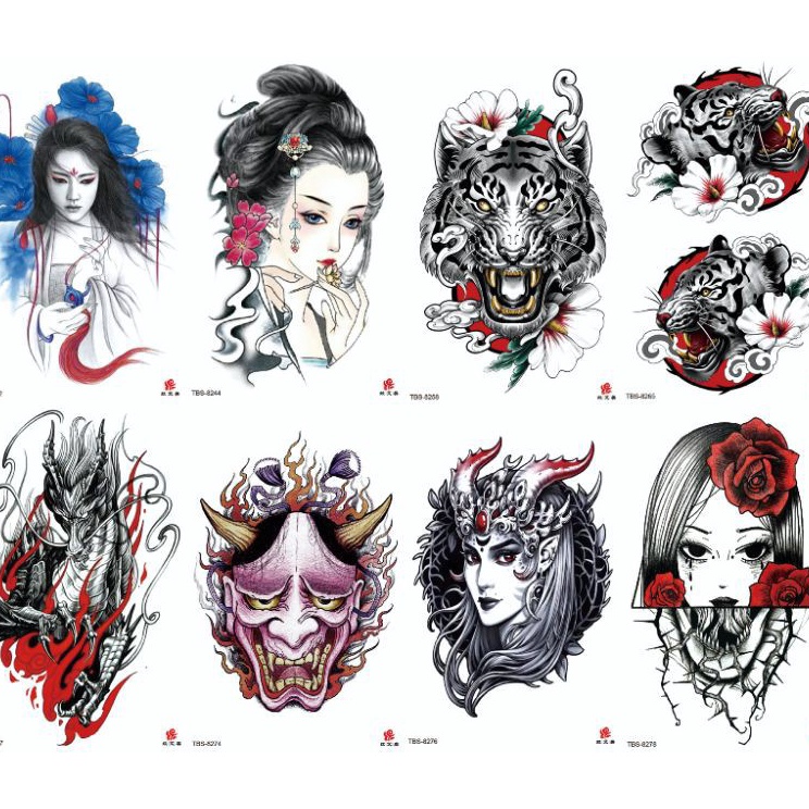 [W✎28#S Tatto Temporarry tato temporer Tahan air anti air tahan lama Seri TBS Baru Ukiyo-e Geisha Na