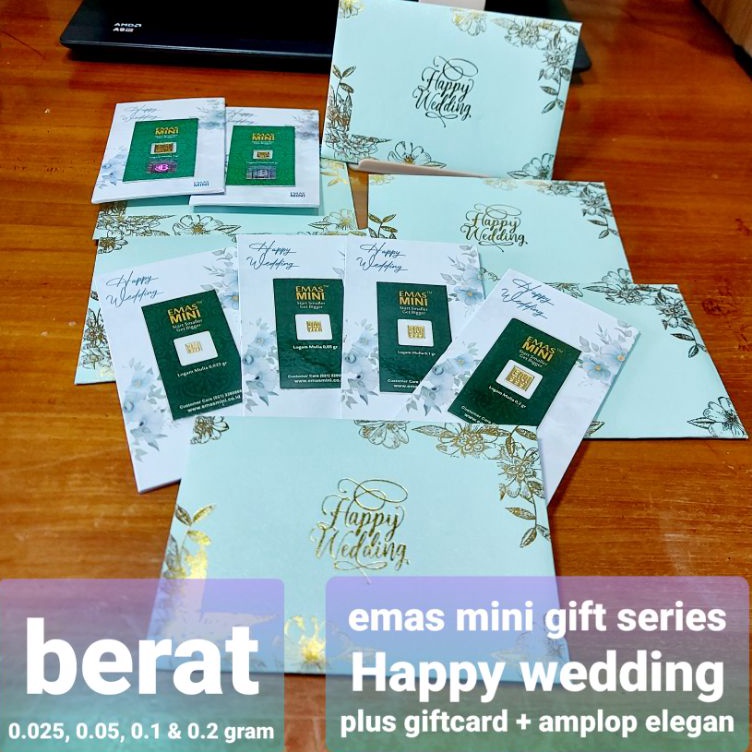 @GG7 emas mini gift series Happy Wedding 0.025, 0.05, 0.1 dan 0.2 gram R-19