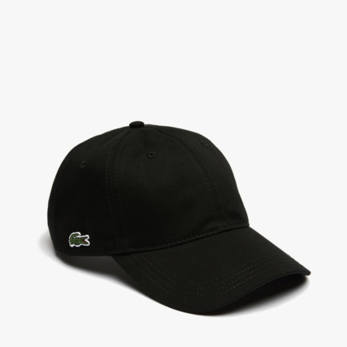 LACOSTE MEN'S CONTRAST STRAP COTTON CAP BLACK TOPI LACOSTE ORIGINAL