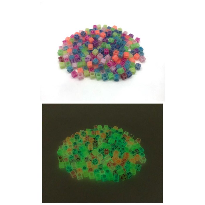 

450 gr Mote / Manik Huruf Glow In The Dark / Manik Bercahaya
