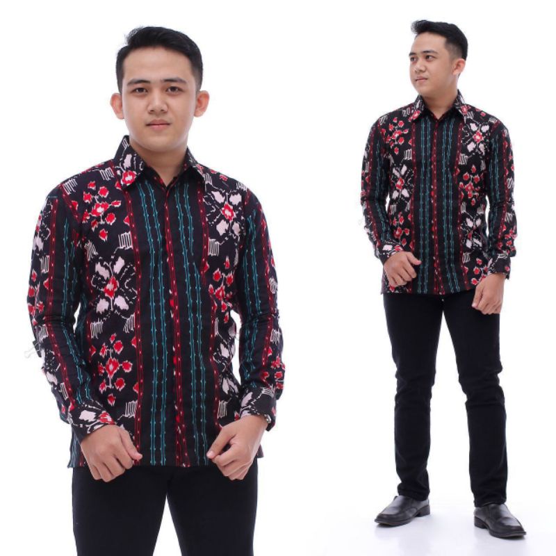 Baju Batik Pria Lengan Panjang Motif Dayak Songket/Kemeja Batik Songket