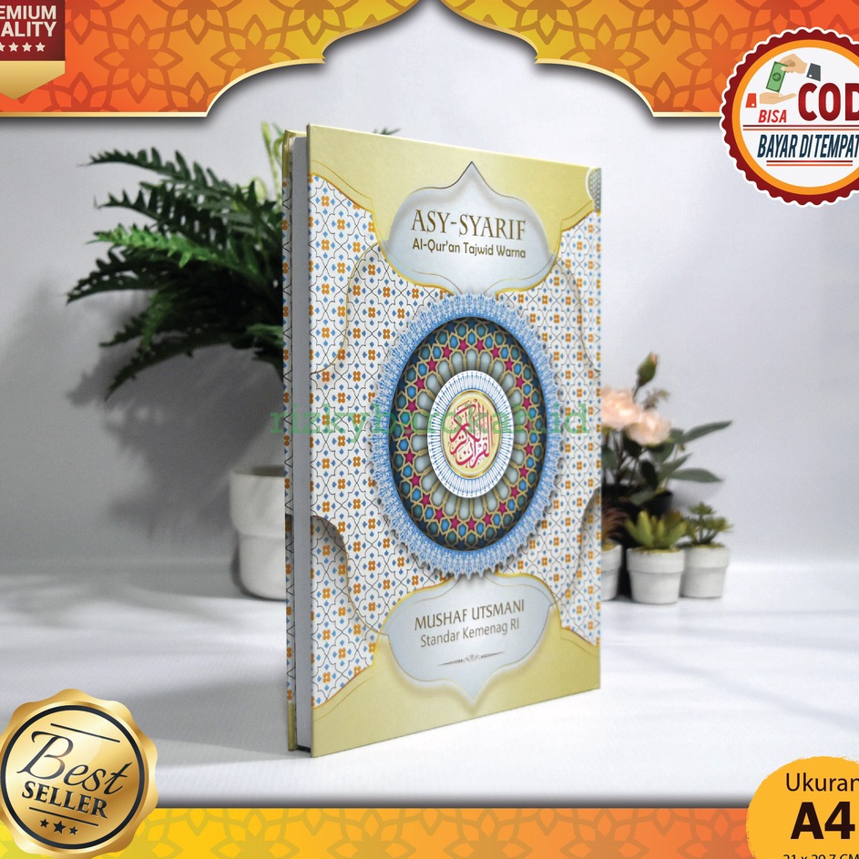 Berkualitas  (UKURAN BESAR - 21x30cm) Mushaf Alquran Asy Syarif A4 Besar HC Tajwid Warna Al Quran Ut