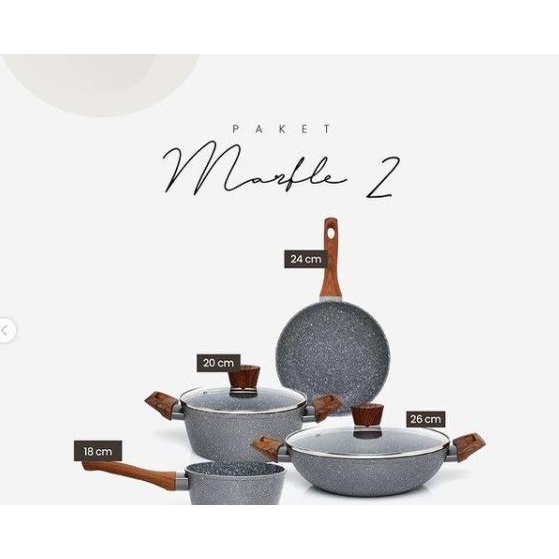 Cypruz Wajan Set Keramik Anti Lengket Panci Set Murah Marble Lengkap