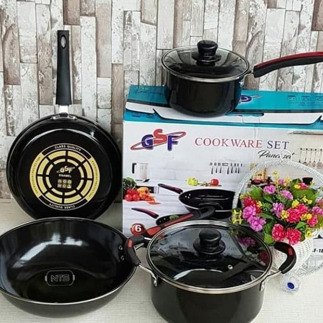 Set Cookware Panci Serbaguna Panci Stainless Teflon Gsf Set 6 In 1