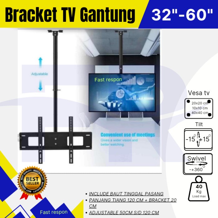 [Ori] Bracket Tv Braket Tv Gantung 32 Inch Sampai 60 Inch Universal Bisa Gojek