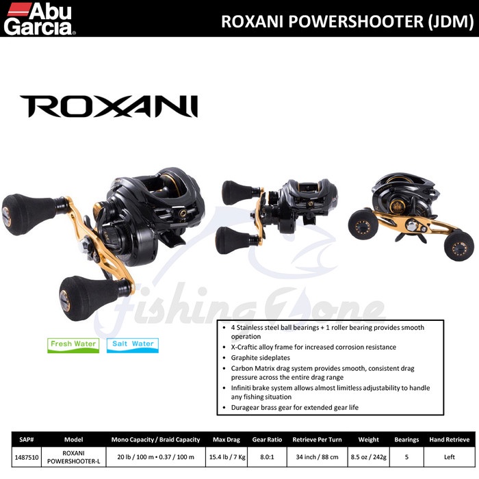 ✨Ori Abu Garcia Roxani Powershooter-L Baitcasting Reel Left Handle Bisa Sameday