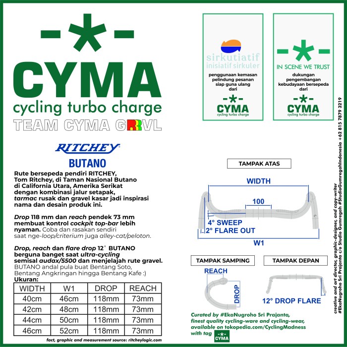 ✨Ori Dropbar Ritchey Butano 40Cm Flare 12˚ Buat Loop/Audax/Rando/Gravel Diskon