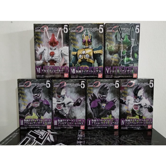 ❤️NEW❤️ Shodo-O Kamen Rider 5 Set 7 Genm Zombie Rengel Joker Bandai Figure Terbatas