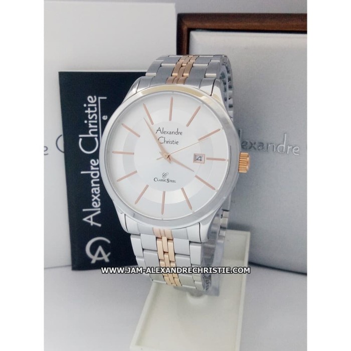 ✅Ready Jam Tangan Pria Alexandre Christie Ac 8348 Md Svrg Silver Rosegold Diskon