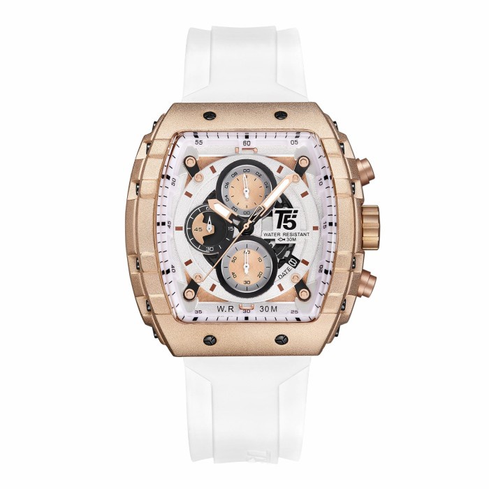✅Ori Jam Tangan Pria Original T5 H 3856G White Rosegold Berkualitas
