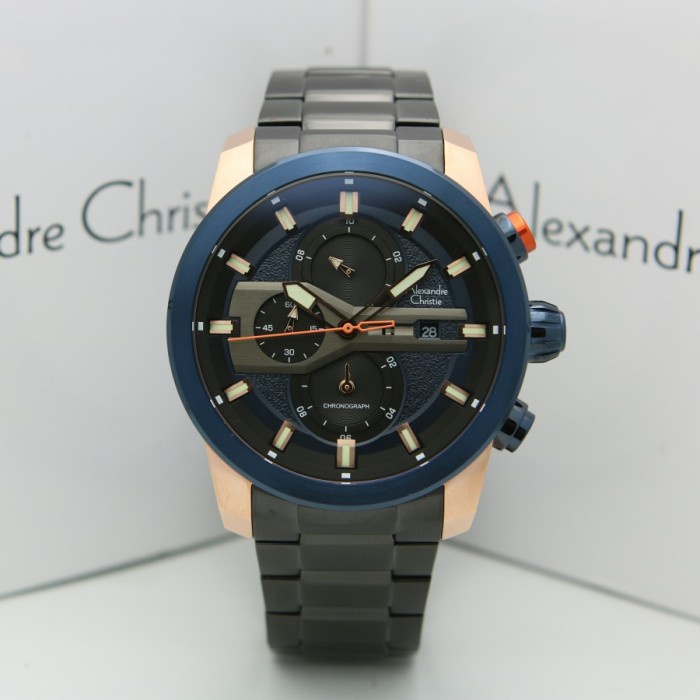 ✅Original Jam Tangan Pria Alexandre Christie Ac 6559 Rosegold Blue Original Limited