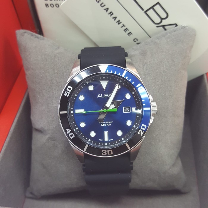 ✅Sale Alba Original Jam Tangan Pria Strap Karet Hitam Ag8K17X1 Original Terbaru