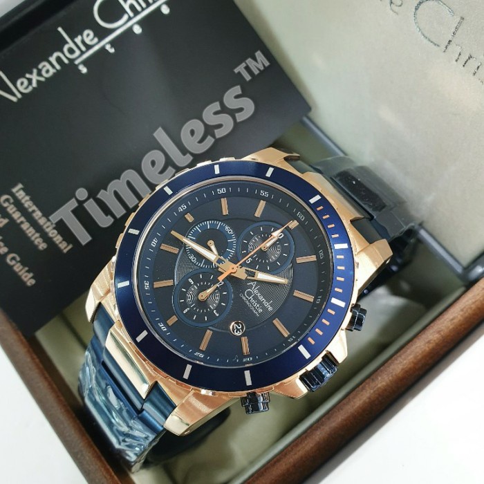 ✅Termurah Jam Tangan Pria Alexandre Christie Ac 6141 Mc Blue Rosegold Berkualitas