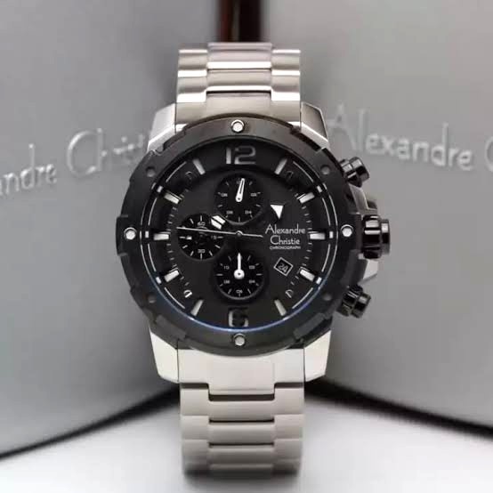 ✅Sale Alexandre Christie Ac6410 Mc / Ac 6410 Mc Man Silver Black Berkualitas