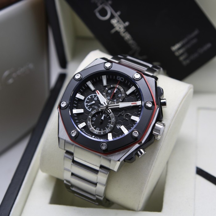 ✅Sale Jam Tangan Pria Alexandre Christie Ac 9601 Ac9601 Silver Black Rt Terbatas
