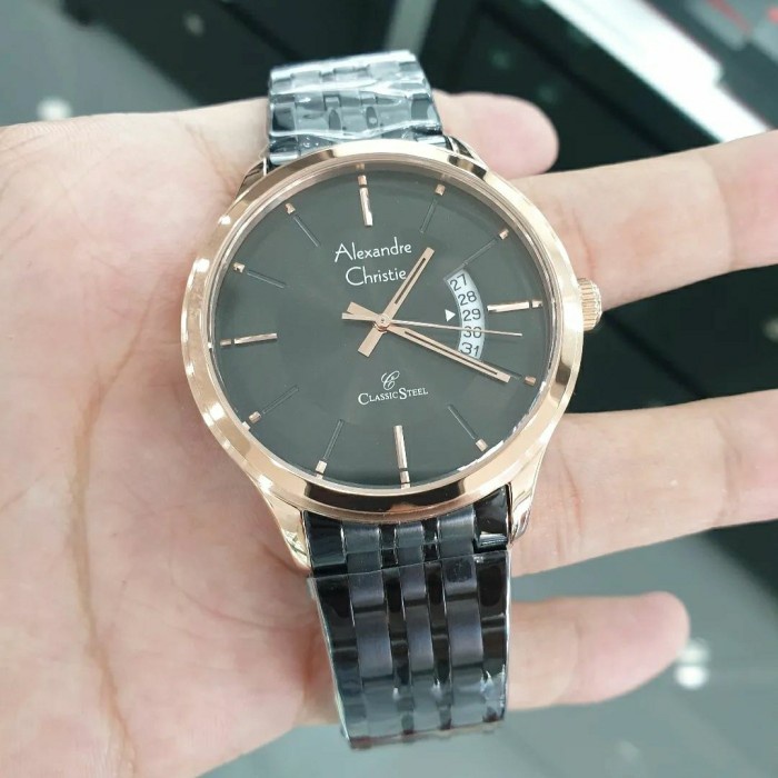 ✅Termurah Alexandre Christie Ac8678 Ac 8678 Jam Pria Original. Black Rosegold Bisa Gojek