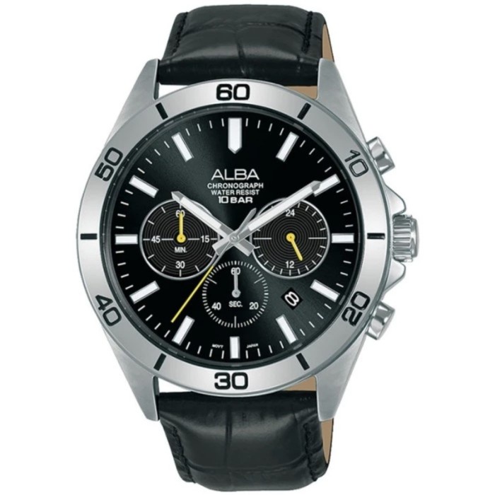 ✅Ori Alba Pria At3H33X1 Quartz Chronograph Black Dial At3H33 Bisa Sameday