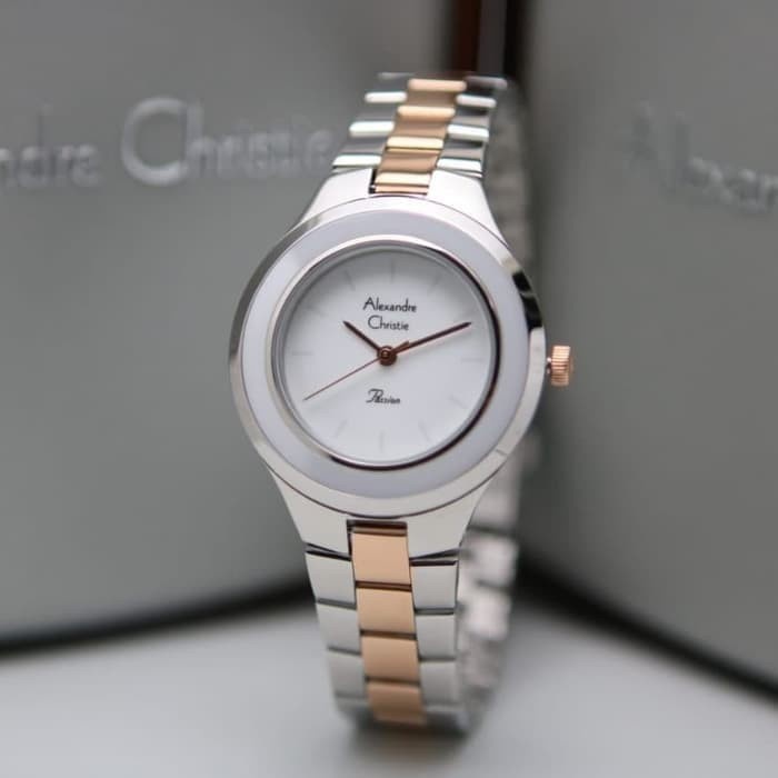 ✅Baru Jam Tangan Wanita Alexandre Christie Original Ac2821 White Rosegold Bisa Gojek