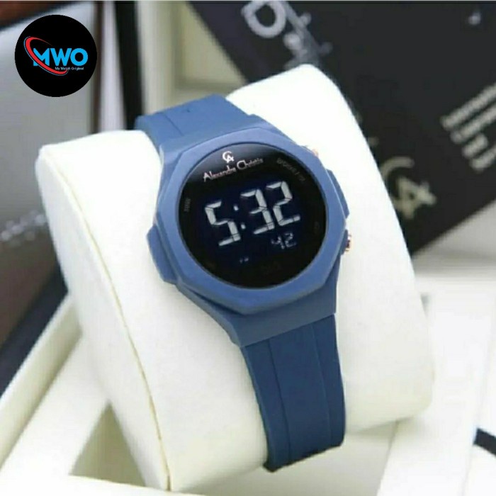 ✅New Alexandre Christie Ac9359 Ac 9359 Jam Wanita Digital. Rubber Blue Terbatas