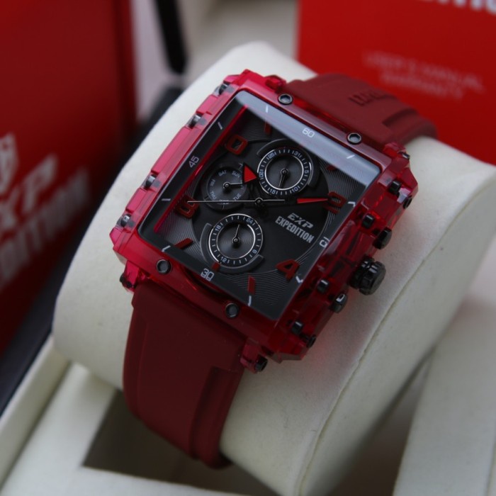 ✅New Ori Jam Tangan Expedition Wanita Exp 6808 / 6808 Original - Red Terbaru