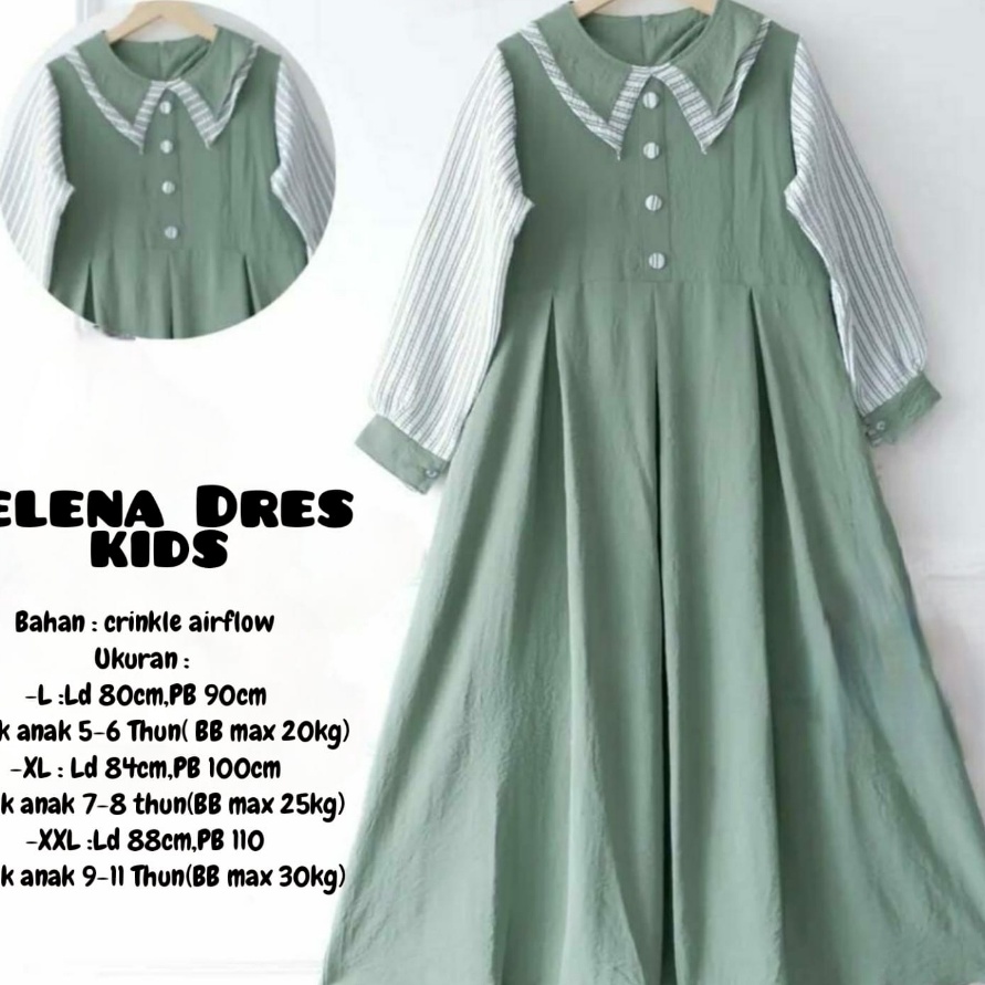 (F2-1㊛) SELENA DRESS KIDS GAMIS ANAK TERBARU BAHAN CRINKLE DRES LEBARAN VIRAL.