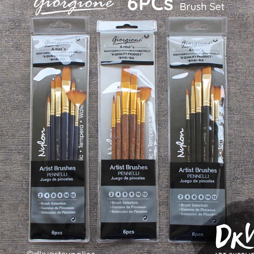 

[Q85➛] Giorgione Brush Set 6 pcs G-6030H Kuas Lukis Nylon!