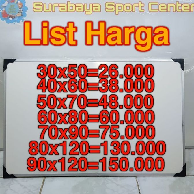 

[M17➤] Papan Tulis Gantung 2 Sisi / White Board / Papan Tulis Kapur 7 Ukuran.