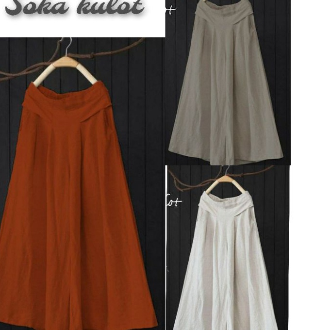 [O52-☆) Soka Celana Kulot Wanita Panjang Polos Katun Linen Lebar Jumbo Payung MartaVey Fashion Wanit