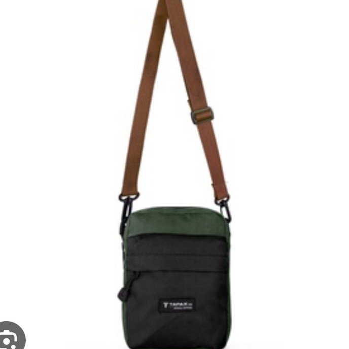 [K4.A✉> jual tas Sling bag C motif L warna hitam mix hijau botol ㊖.