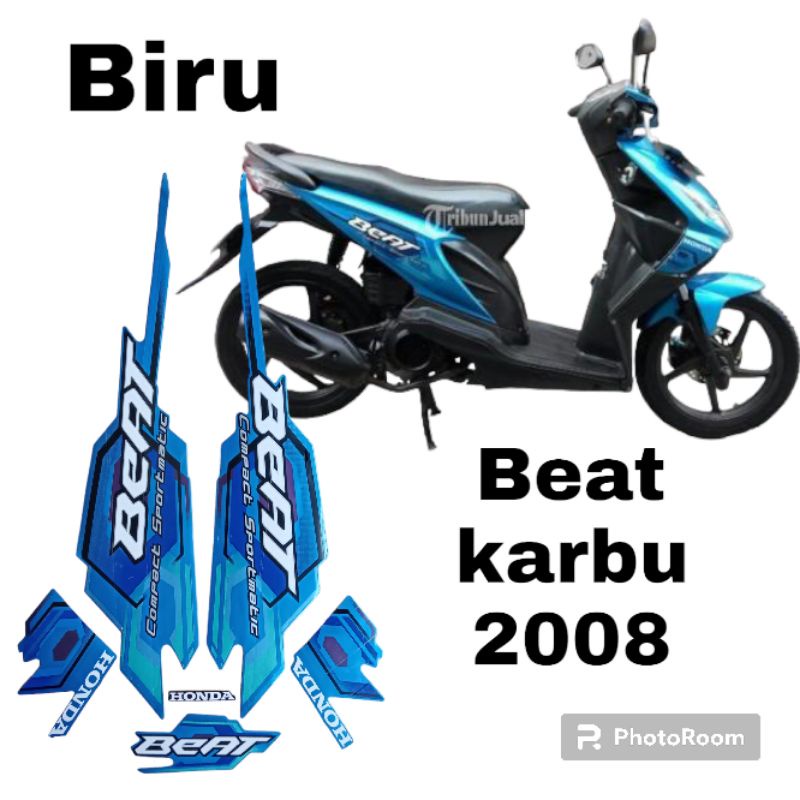 striping stiker honda beat karbu 2008 biru, lis body motor beat karbu 2008 biru