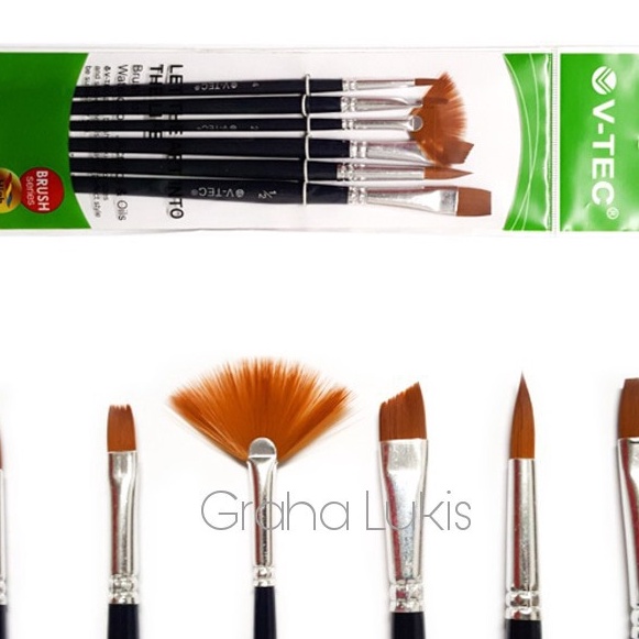 

[U93-㊚) V-Tec Brush A0107 Set 6 / Kuas Lukis Set 6✮.!