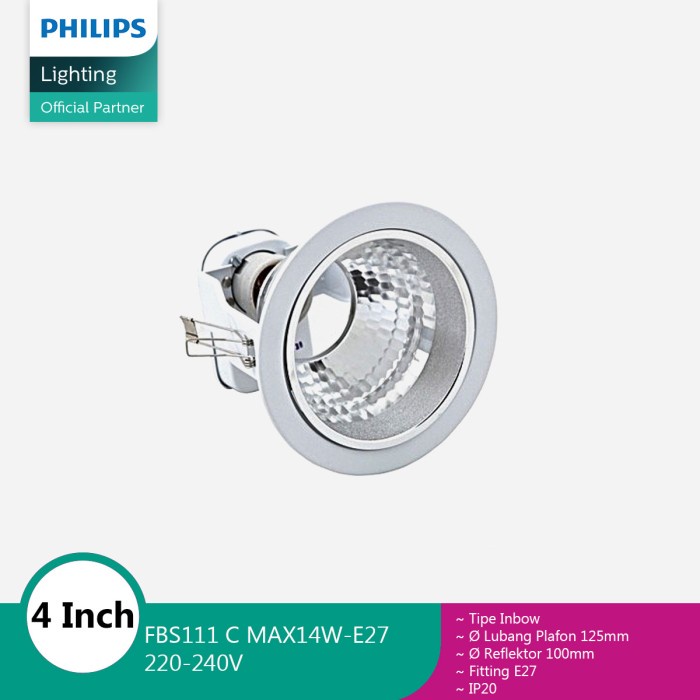 Philips Kap Downlight FBS111 C MAX14W-E27 220-240V - Putih