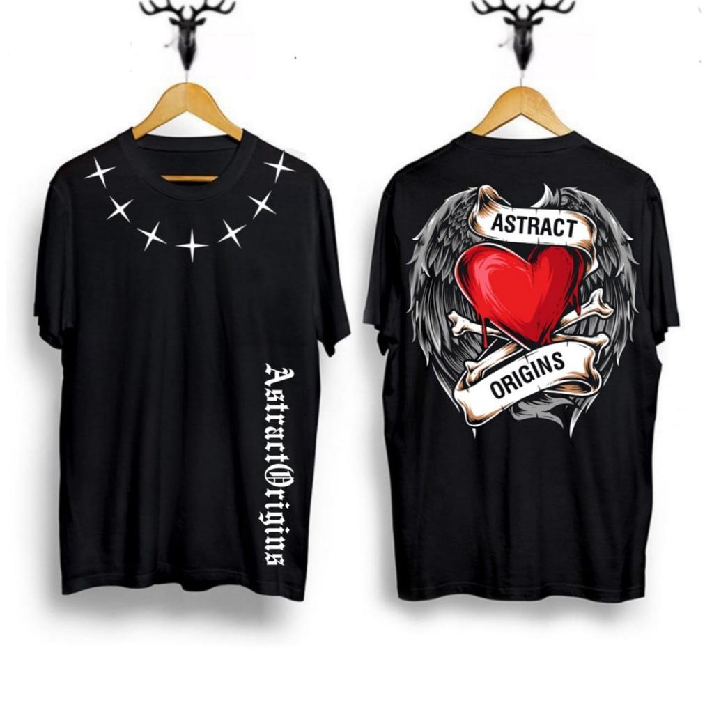 baju kaos distro T-shirt pria wanita lengan pendek baju kaos distro angel love baju sayap pelangi ba