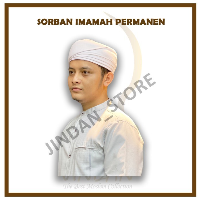 Sorban TERLARIS PECI SORBAN IMAMAH INSTAN PERMANEN - PUTIH, 1(H3W2) MURAH Sorban Muslim Sorban Pales