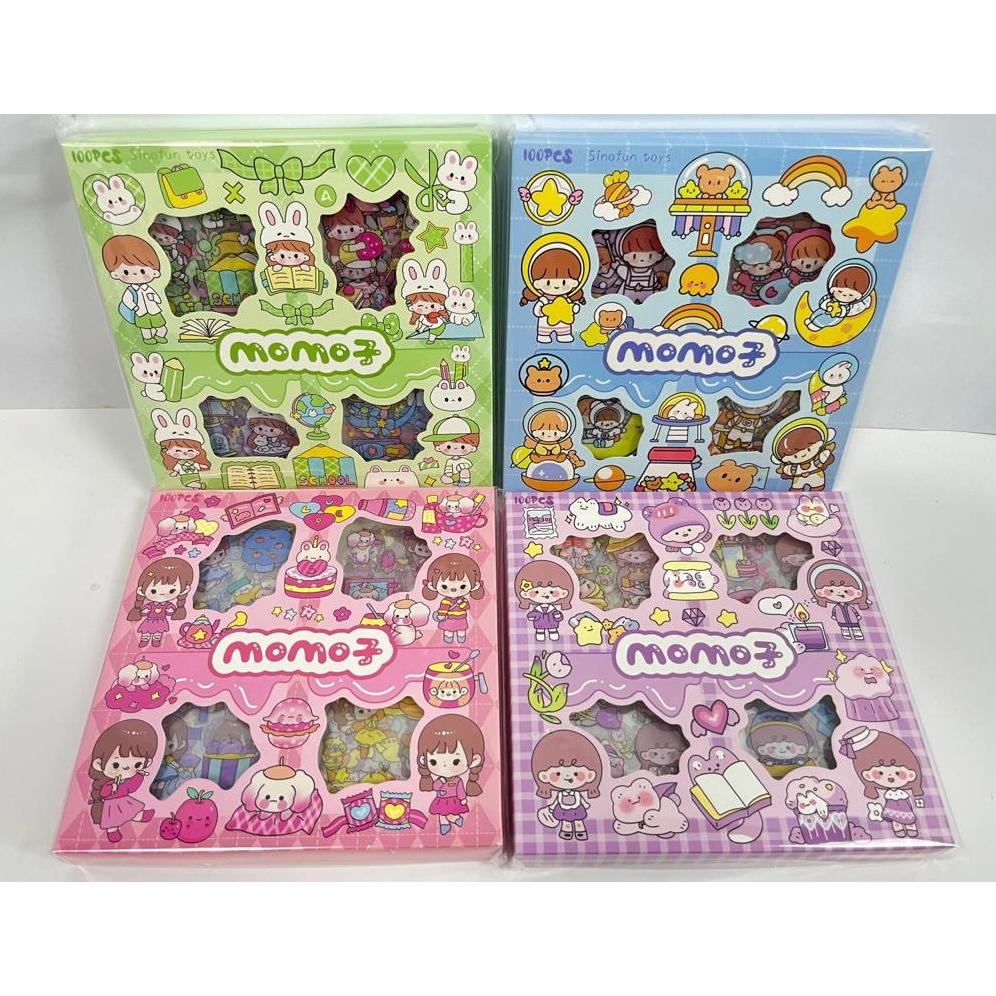 

sticker MOMO Original isi 100Pcs stiker MOMO Kartun Waterproof