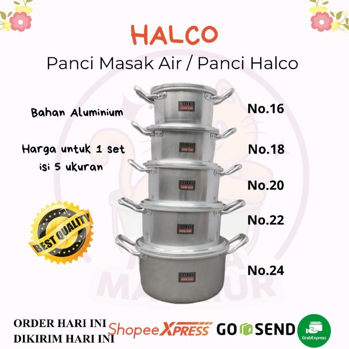 ✨Baru Halco Panci Masak 1 Set Halco No 16-18-20-22-24 Cm Berkualitas