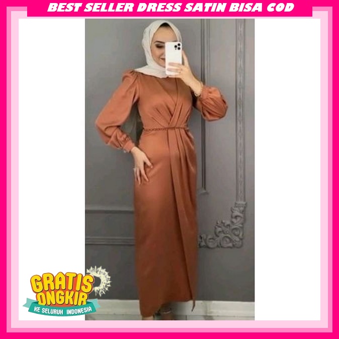 Gaun Kondangan Mewah Elegan Satin 2023 Dres Kilap Baju Kondangan Wanita Kekinian Party Dress Dreas S