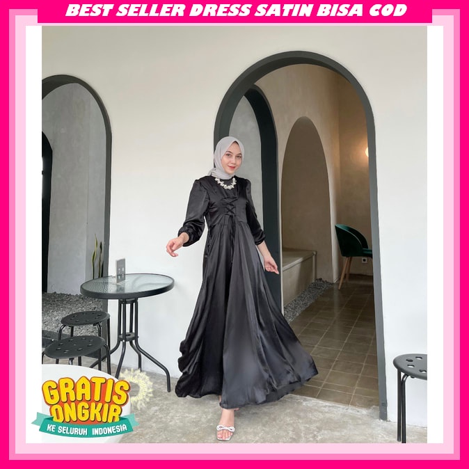 Gaun Pesta Perempuan Mewah Import Terbaru Shimmer Dress Pesta Wanita Elegan Party Dres Import Satin 