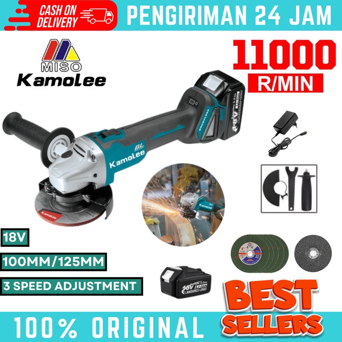 Promo Kamolee-Mesin Gerinda-Cordless Angle Grinder Tanpa Kabel-Dga404/Dga504 Terbaru